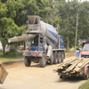 Gale Briggs Inc cement truck making a delivery of redi-mix concrete